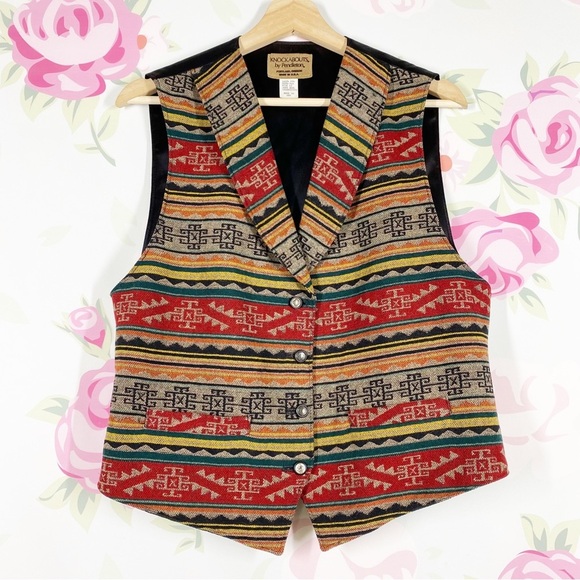 Pendleton Vest Native Aztec Western Print Wool Jacquard Bohemian Boho 12 - Picture 1 of 9